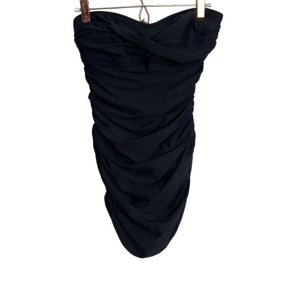 J. Crew Sweetheart Neck Ruched Bandeau Strapless One-Piece Swimsuit Black Size 6 - Picture 1 of 7